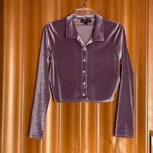 Crop Velvet Top Long Sleeve Size L
